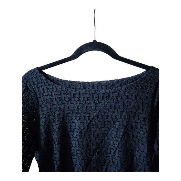 BANANA REPUBLIC Black Lace Eyelet Sheath Dress - Size 8 - Picture 3 of 7